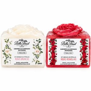 Kit Abraço de Pétalas - Rosas Brancas + Rosas Vermelhas